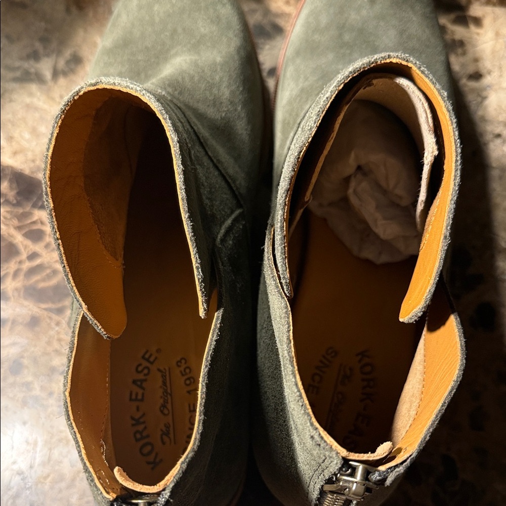 Women’s Suede Ankle Boots - Olive Green - Picture 7 of 12